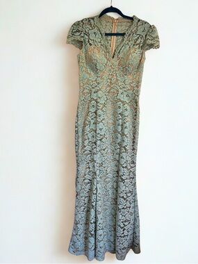 Lace Maxi Pastel Green wedding guest dress